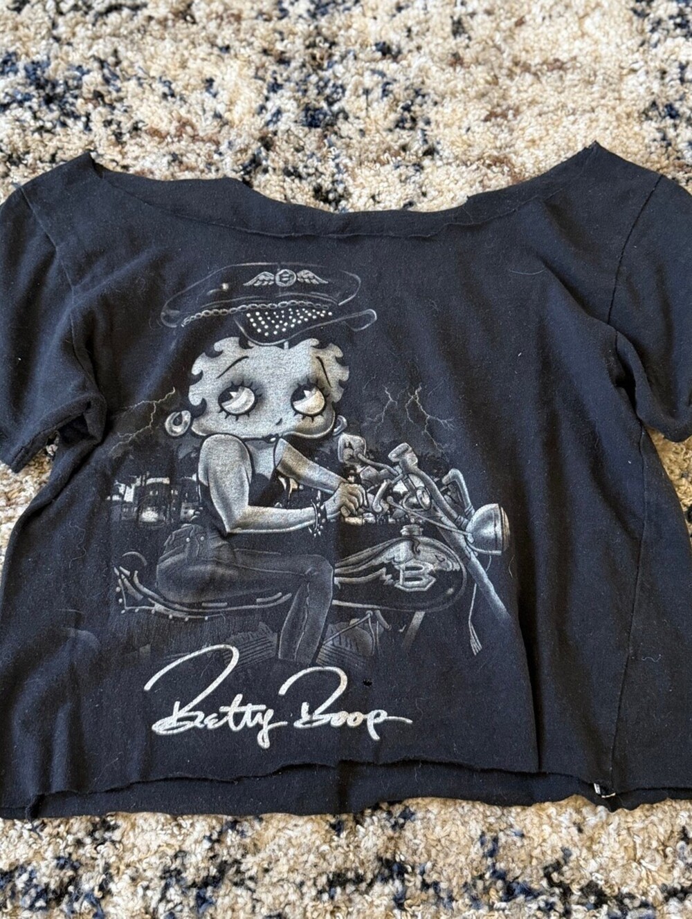 Betty Boop Biker Motorcycle Graphic Tee Shirt